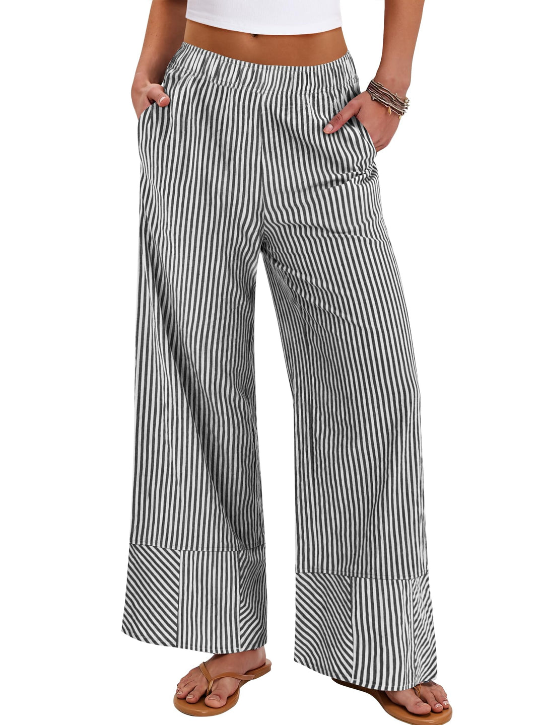 ANRABESS Womens Gingham Striped Boxer Pants Pajama Lounge PJ Bottoms Plaid Wide Leg Casual Cute Fall Trousers with Pockets