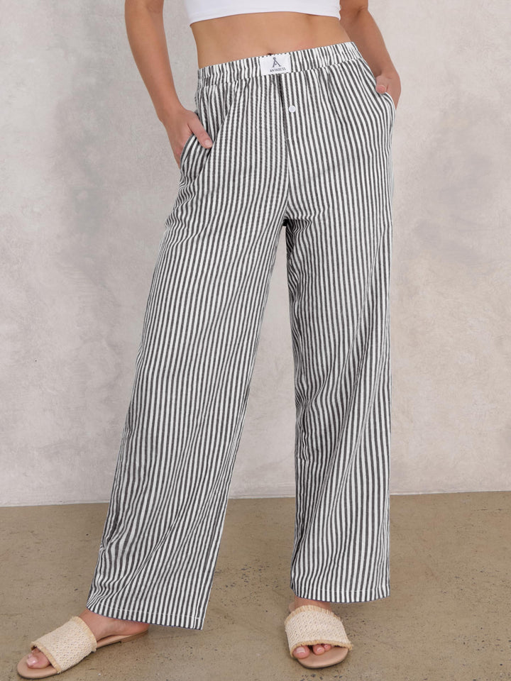 ANRABESS Womens Striped Gingham Pants 2025 Pajama Lounge Boxer Pants Cute Comfy PJ Bottoms with Pockets Y2K Plaid Outfits