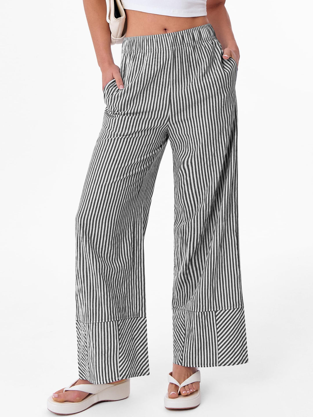 ANRABESS Womens Gingham Striped Boxer Pants Pajama Lounge PJ Bottoms Plaid Wide Leg Casual Cute Fall Trousers with Pockets