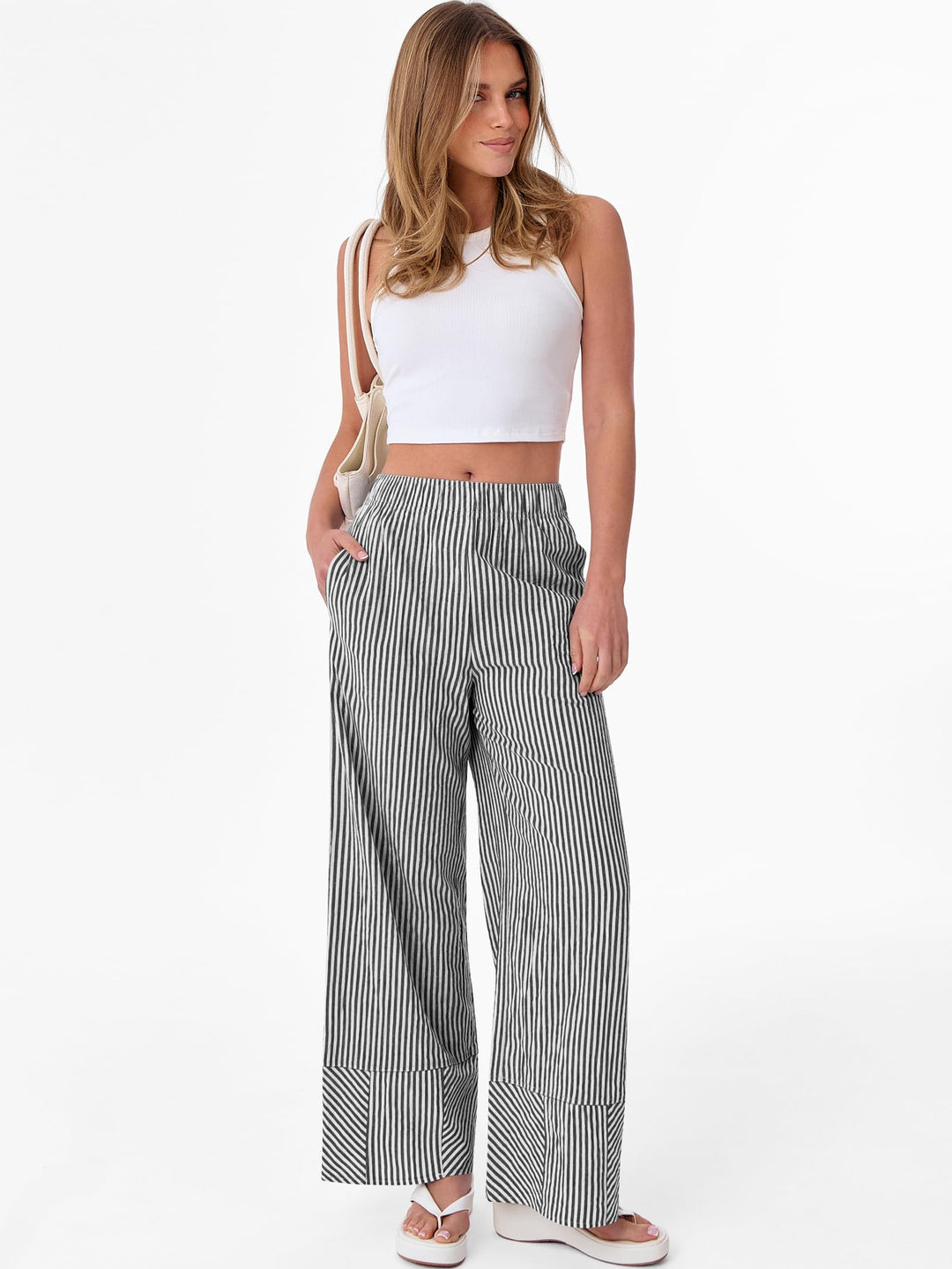 ANRABESS Womens Gingham Striped Boxer Pants Pajama Lounge PJ Bottoms Plaid Wide Leg Casual Cute Fall Trousers with Pockets