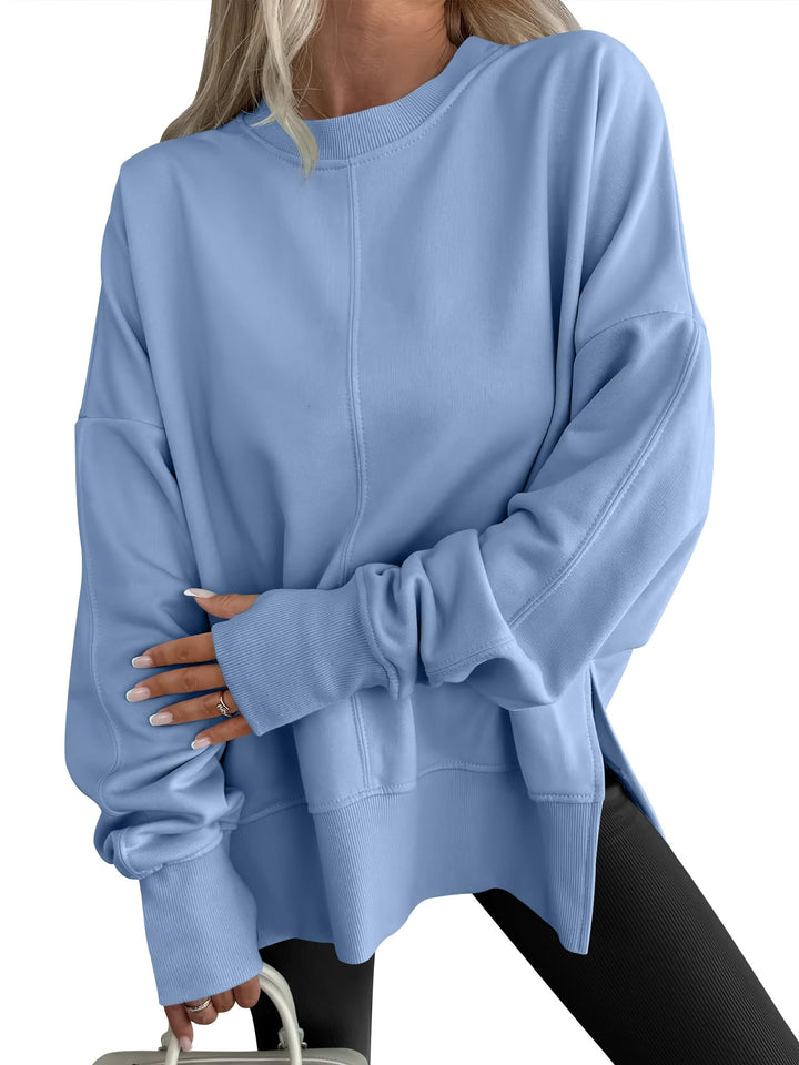 ANRABESS Women Oversized Sweatshirts Thumbhole Long Sleeve Hoodies Shirts 2025 Fall Side Slit Pullover Top Teen Y2k Outfits