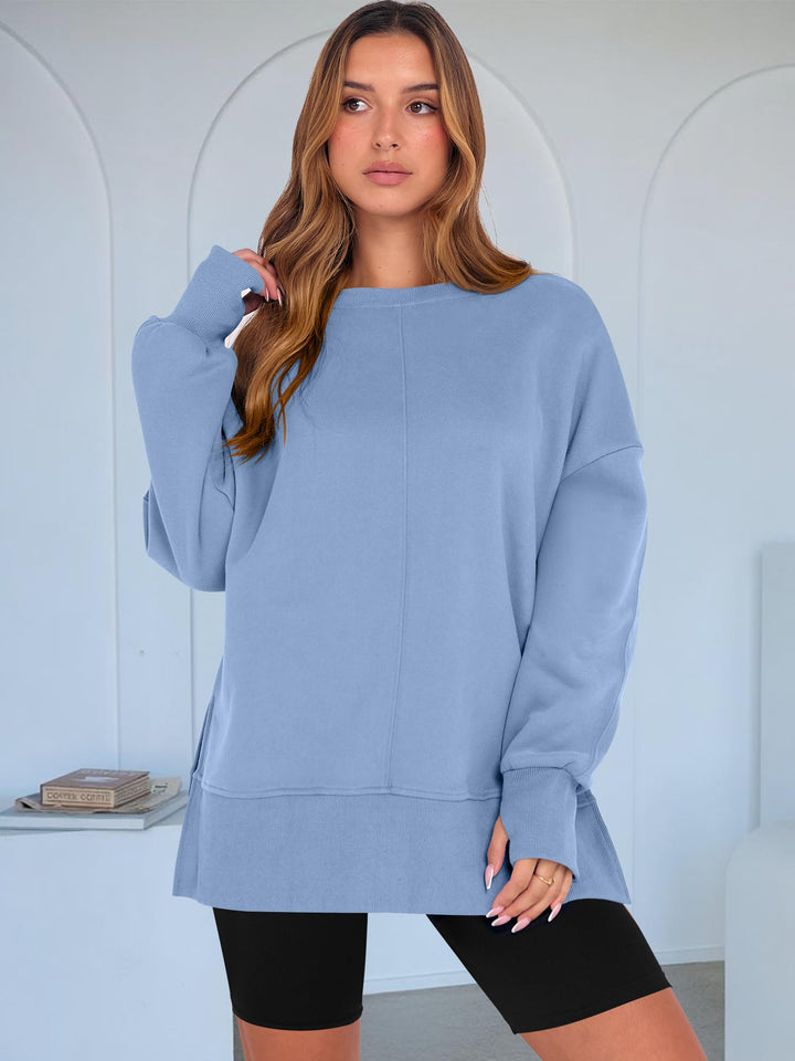 ANRABESS Women Oversized Sweatshirts Thumbhole Long Sleeve Hoodies Shirts 2025 Fall Side Slit Pullover Top Teen Y2k Outfits