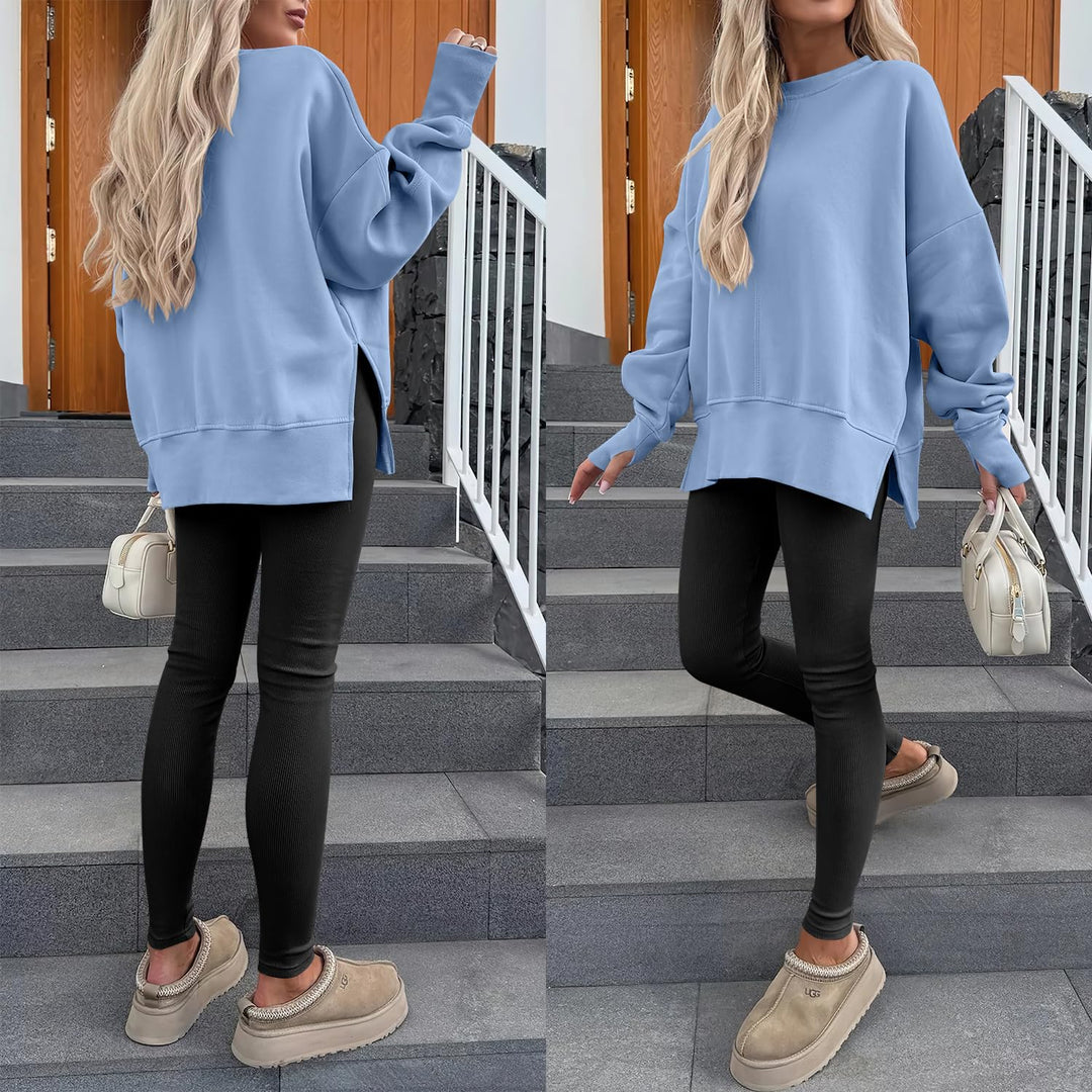 ANRABESS Women Oversized Sweatshirts Thumbhole Long Sleeve Hoodies Shirts 2025 Fall Side Slit Pullover Top Teen Y2k Outfits