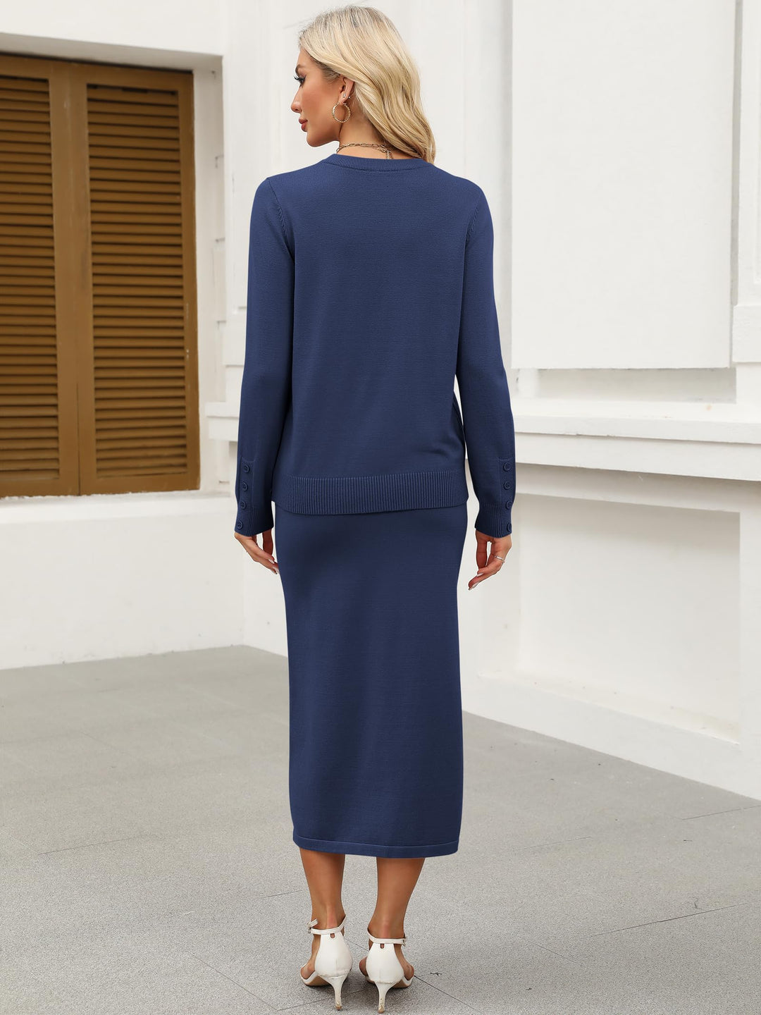 ANRABESS 2 Piece Skirts Sets For Women Fall Fashion 2025 Striped Sweater Midi Dress Knit Lounge Travel Outfits Winter Clothes