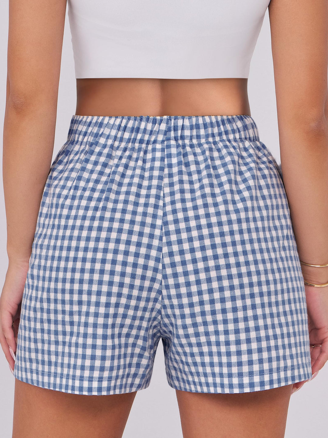 ANRABESS Boxer Shorts for Women Gingham Pajama 2025 Summer Casual Lounge Sleep Plaid Shorts Y2K Beach Bottoms