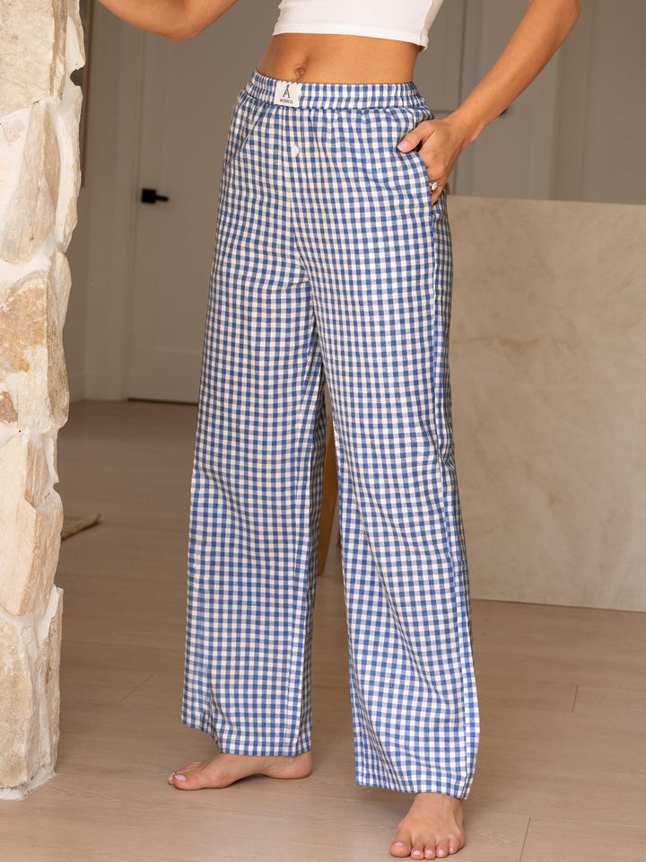 ANRABESS Womens Striped Gingham Pants 2025 Pajama Lounge Boxer Pants Cute Comfy PJ Bottoms with Pockets Y2K Plaid Outfits