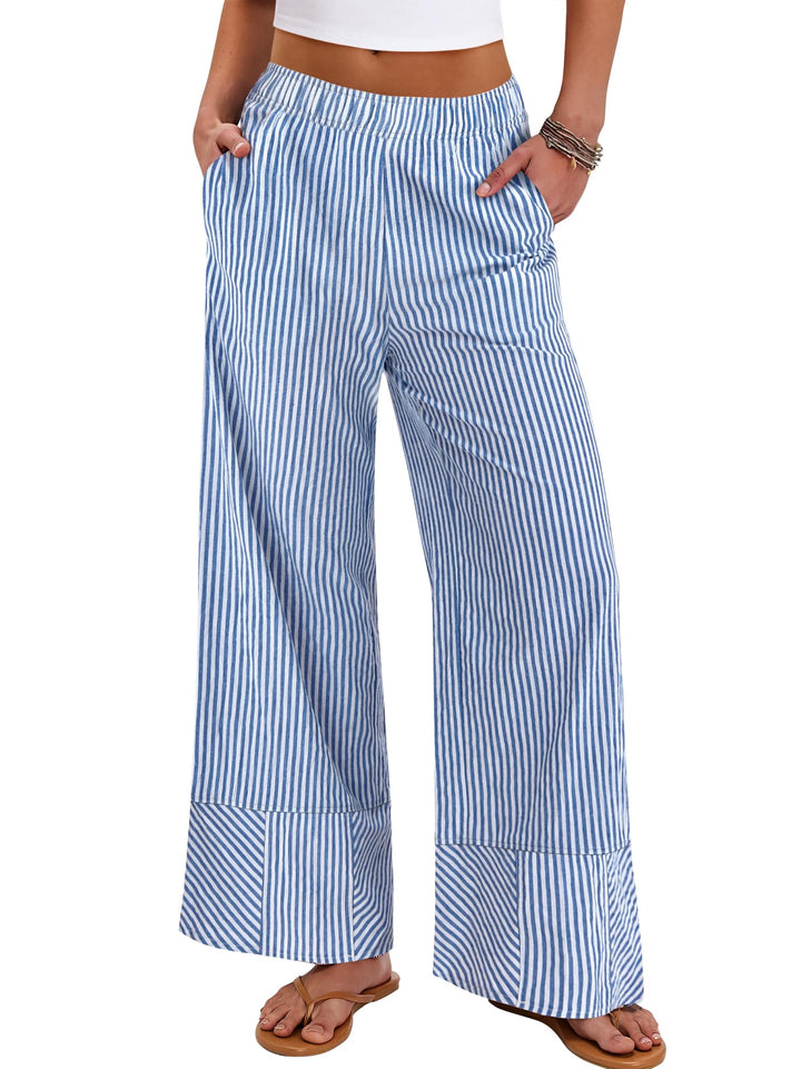 ANRABESS Womens Gingham Striped Boxer Pants Pajama Lounge PJ Bottoms Plaid Wide Leg Casual Cute Fall Trousers with Pockets