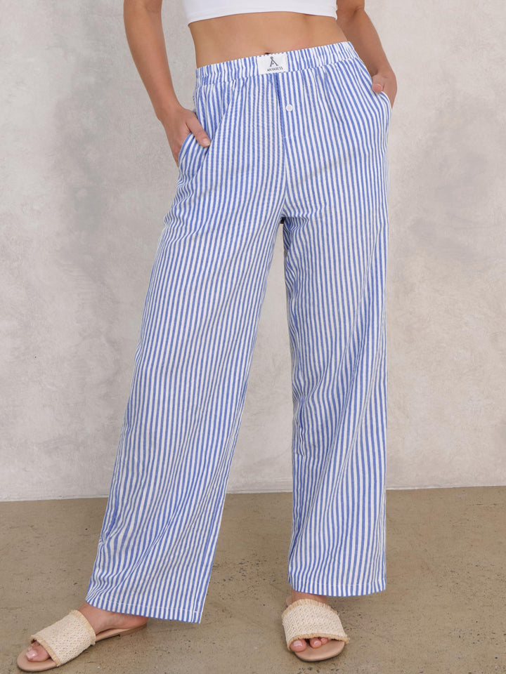 ANRABESS Womens Striped Gingham Pants 2025 Pajama Lounge Boxer Pants Cute Comfy PJ Bottoms with Pockets Y2K Plaid Outfits