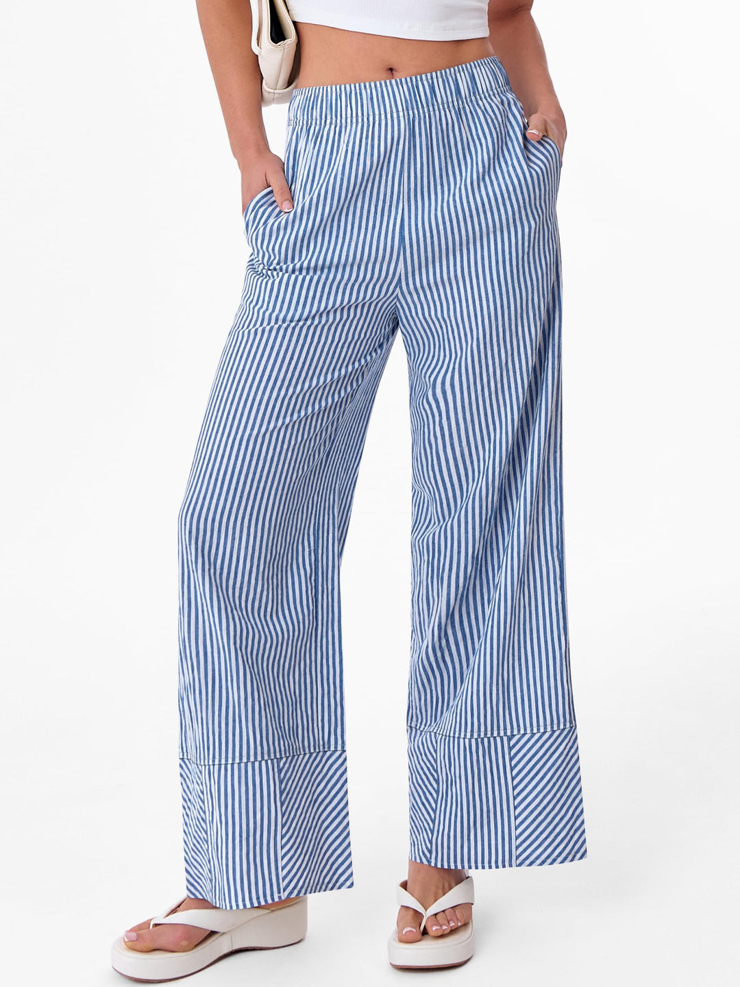 ANRABESS Womens Gingham Striped Boxer Pants Pajama Lounge PJ Bottoms Plaid Wide Leg Casual Cute Fall Trousers with Pockets