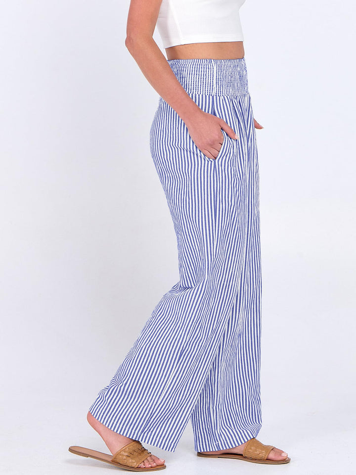 ANRABESS Womens Striped Gingham Palazzo Pants Wide Leg High Waisted Lounge Pajama Pants Cute Casual Trousers with Pockets