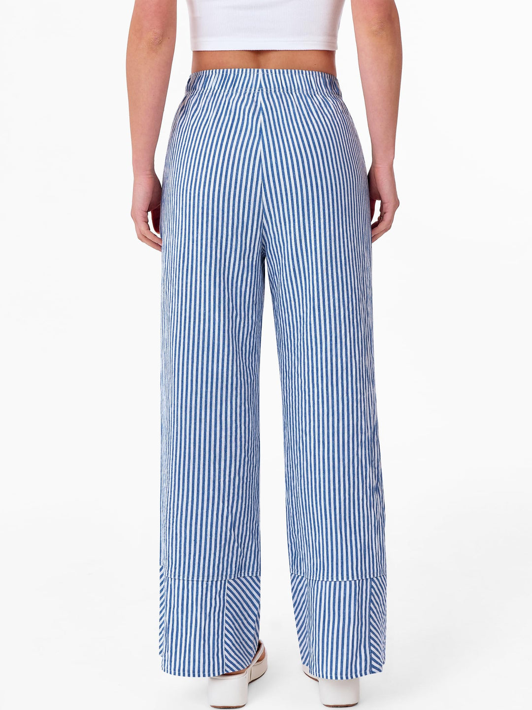 ANRABESS Womens Gingham Striped Boxer Pants Pajama Lounge PJ Bottoms Plaid Wide Leg Casual Cute Fall Trousers with Pockets