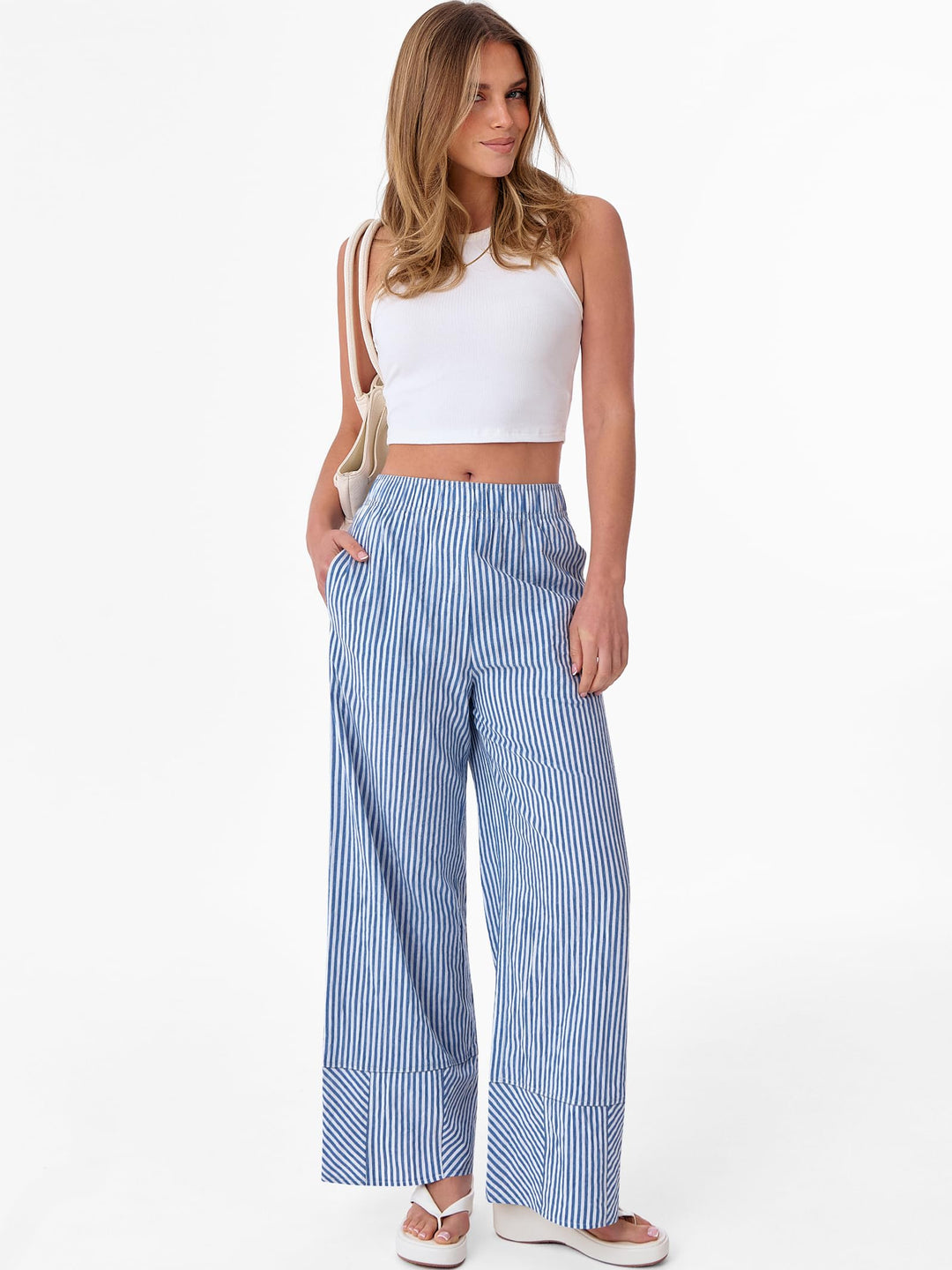 ANRABESS Womens Gingham Striped Boxer Pants Pajama Lounge PJ Bottoms Plaid Wide Leg Casual Cute Fall Trousers with Pockets