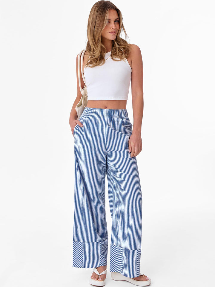 ANRABESS Womens Gingham Striped Boxer Pants Pajama Lounge PJ Bottoms Plaid Wide Leg Casual Cute Fall Trousers with Pockets