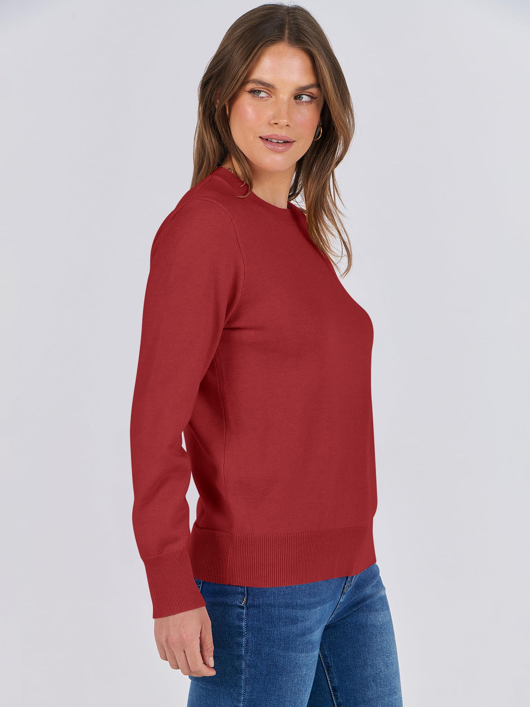 ANRABESS Sweaters for Women Long Sleeve Lightweight Crewneck Soft Basic Knit Loose Fit Pullover Top 2025 Fall Trendy Outfits