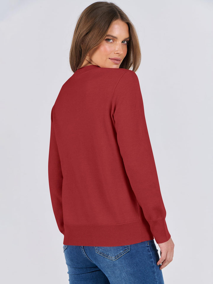 ANRABESS Sweaters for Women Long Sleeve Lightweight Crewneck Soft Basic Knit Loose Fit Pullover Top 2025 Fall Trendy Outfits