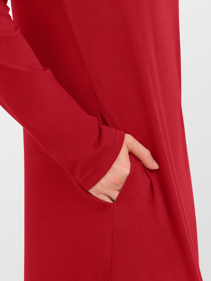 ANRABESS Women's Long Sleeve Maxi Dresses 2025 Fall Outfits Casual Loose Split Travel Vacation T Shirt Dress with Pockets