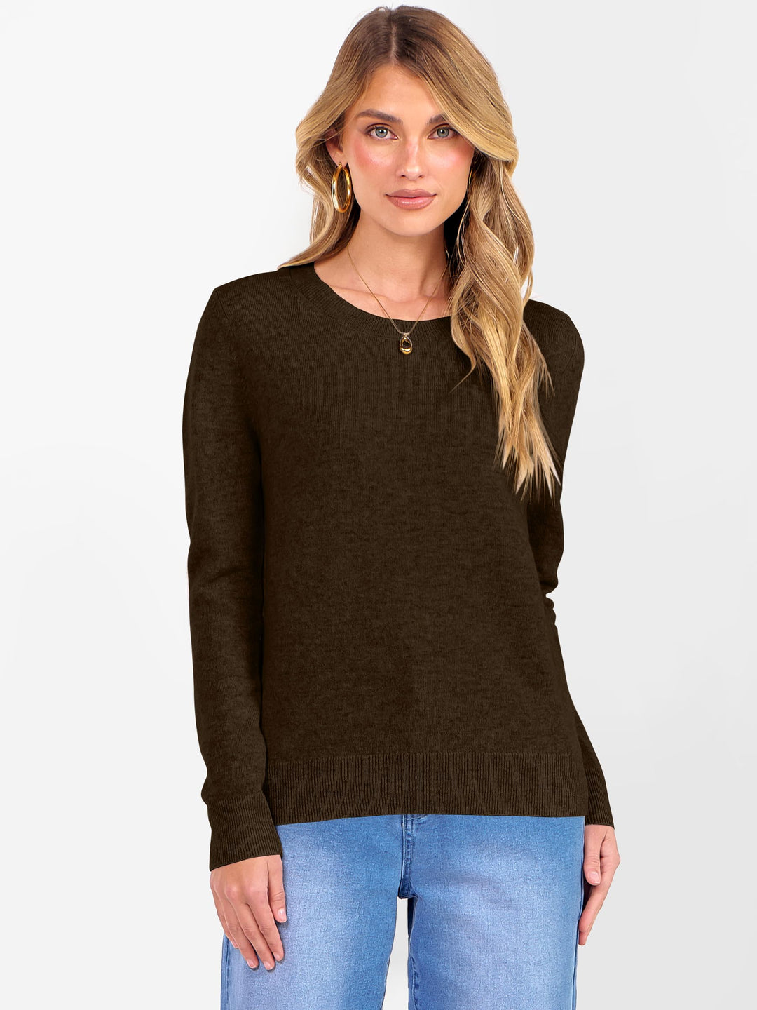 ANRABESS Womens 100% Wool Sweaters Crewneck Long Sleeve Work Business Casual Basic Sweater Tops 2025 Fall Outfits