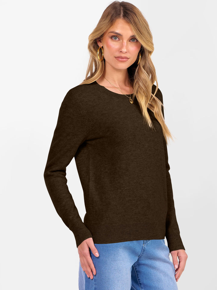 ANRABESS Womens 100% Wool Sweaters Crewneck Long Sleeve Work Business Casual Basic Sweater Tops 2025 Fall Outfits