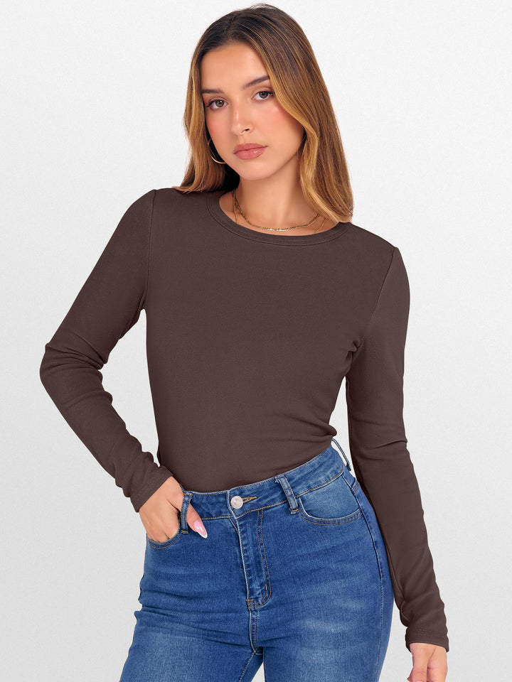 ANRABESS Womens Long Sleeve Thermal Shirts Slim Fit Basic Tee Tops Warm Fleece Undershirts 2025 Fall Winter Layer Outfits