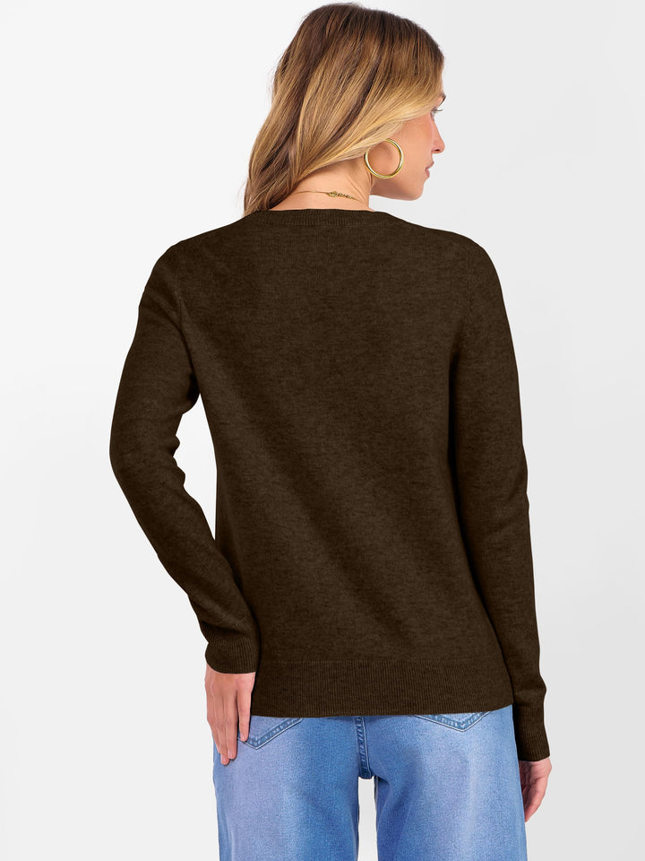 ANRABESS Womens 100% Wool Sweaters Crewneck Long Sleeve Work Business Casual Basic Sweater Tops 2025 Fall Outfits