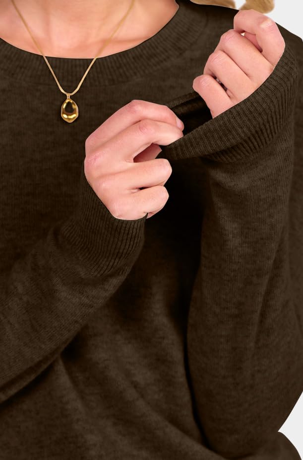 ANRABESS Womens 100% Wool Sweaters Crewneck Long Sleeve Work Business Casual Basic Sweater Tops 2025 Fall Outfits