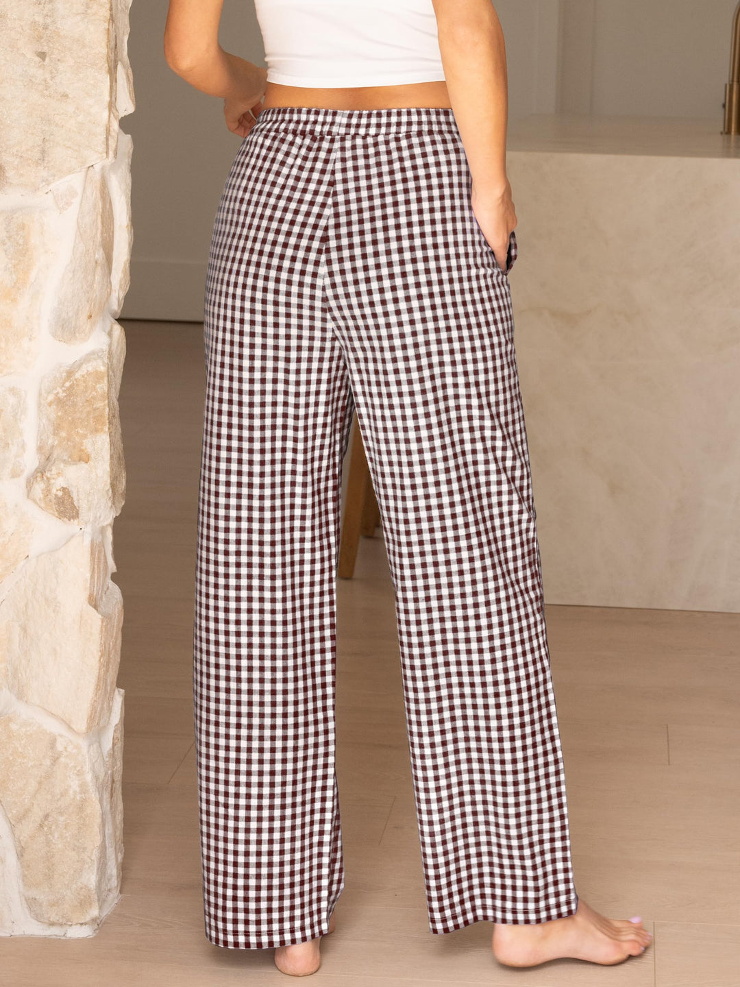 ANRABESS Womens Striped Gingham Pants 2025 Pajama Lounge Boxer Pants Cute Comfy PJ Bottoms with Pockets Y2K Plaid Outfits