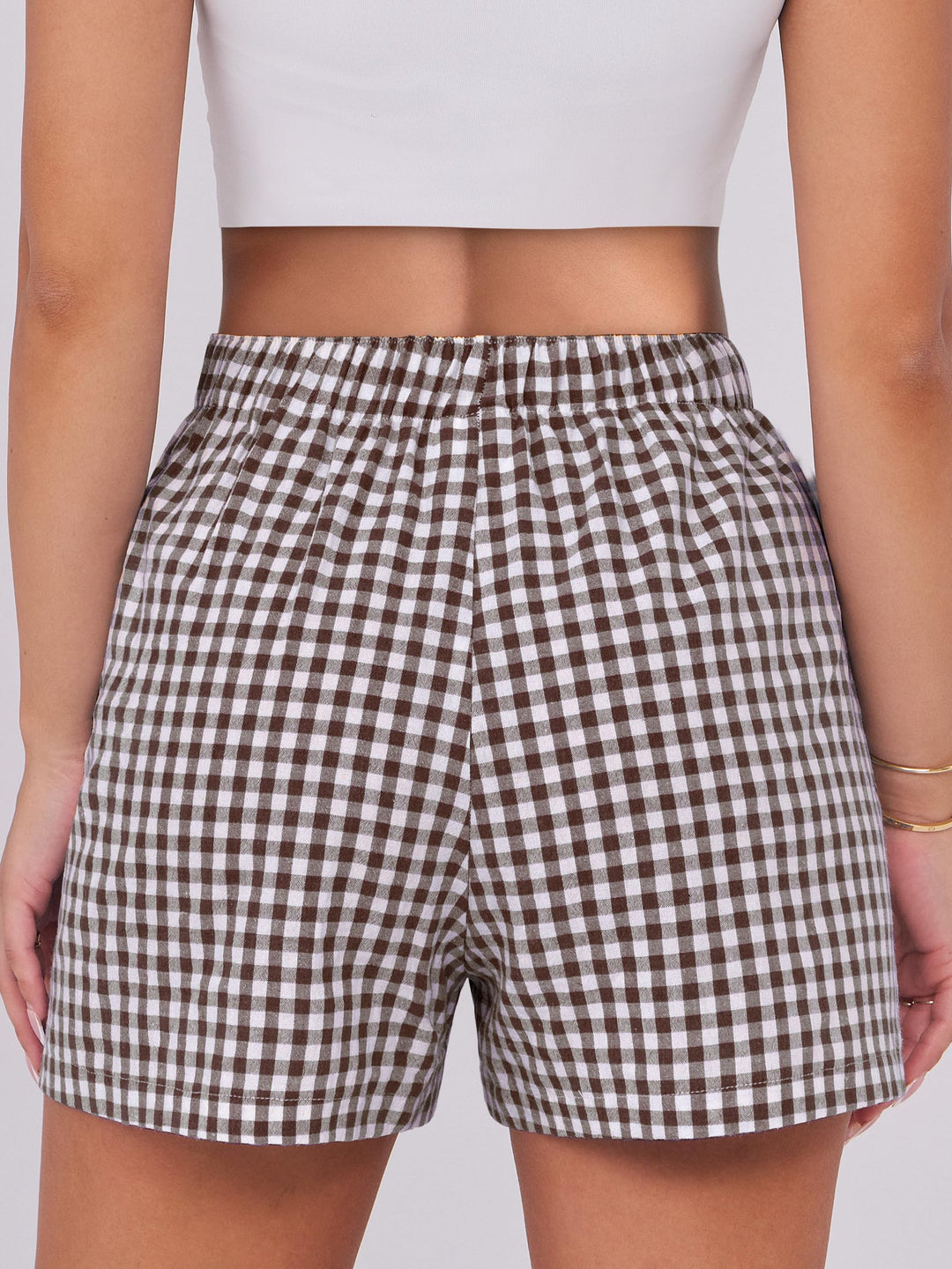 ANRABESS Boxer Shorts for Women Gingham Pajama 2025 Summer Casual Lounge Sleep Plaid Shorts Y2K Beach Bottoms