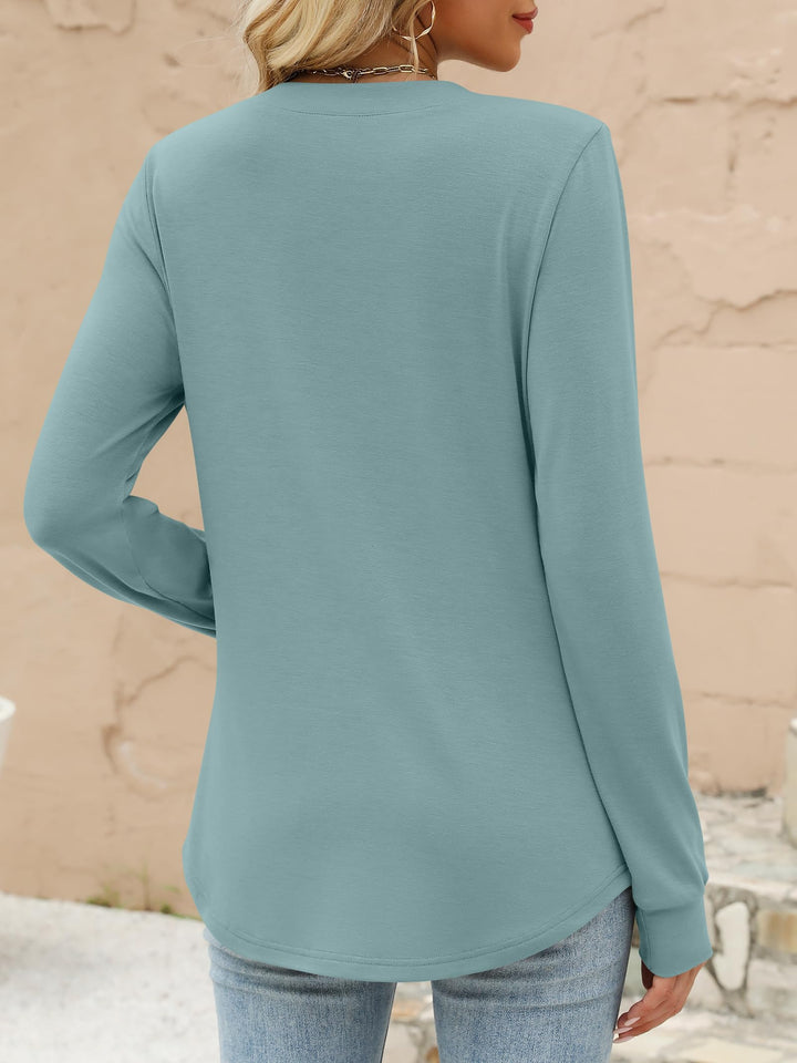 ANRABESS Women's Long Sleeve Shirts 2025 Fall Henley Business Casual Tops Cute T-Shirts Work Blouses Outfits Vacation Clothes
