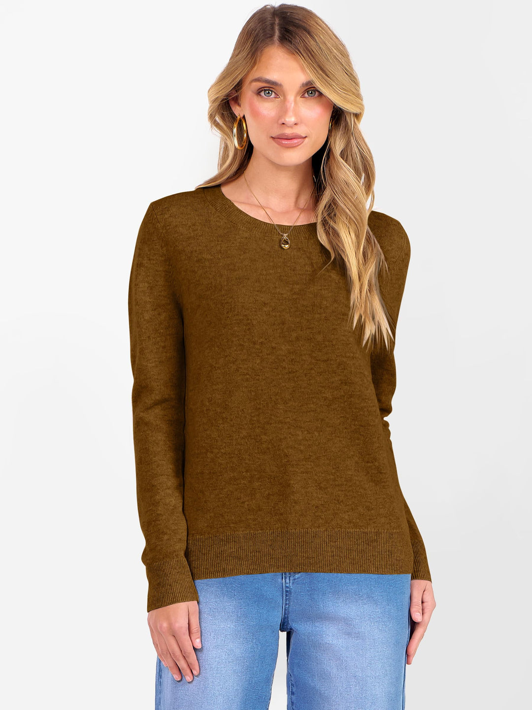 ANRABESS Womens 100% Wool Sweaters Crewneck Long Sleeve Work Business Casual Basic Sweater Tops 2025 Fall Outfits