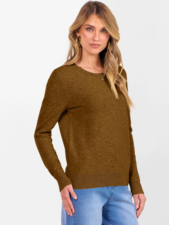ANRABESS Womens 100% Wool Sweaters Crewneck Long Sleeve Work Business Casual Basic Sweater Tops 2025 Fall Outfits