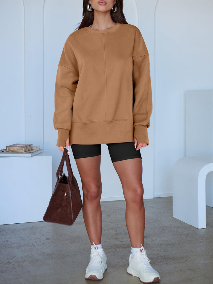 ANRABESS Women Oversized Sweatshirts Thumbhole Long Sleeve Hoodies Shirts 2025 Fall Side Slit Pullover Top Teen Y2k Outfits