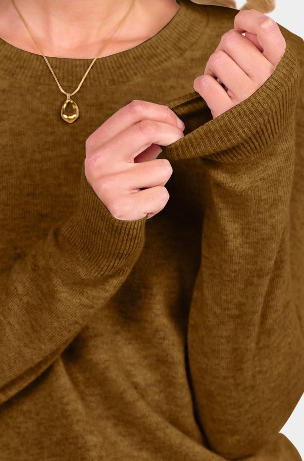 ANRABESS Womens 100% Wool Sweaters Crewneck Long Sleeve Work Business Casual Basic Sweater Tops 2025 Fall Outfits