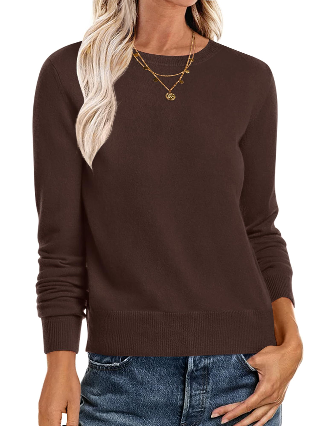 ANRABESS Sweaters for Women Long Sleeve Lightweight Crewneck Soft Basic Knit Loose Fit Pullover Top 2025 Fall Trendy Outfits