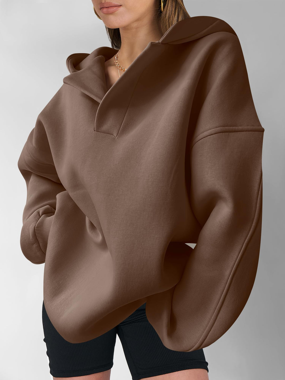 ANRABESS Womens Oversized Hoodies V Neck Sweatshirts Fleece Long Sleeve Pullover Y2K Clothes 2025 Fall Trendy Outfits