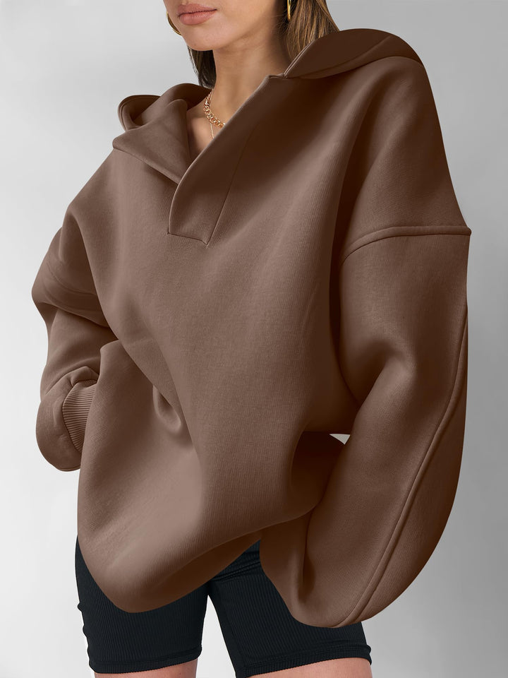 ANRABESS Womens Oversized Hoodies V Neck Sweatshirts Fleece Long Sleeve Pullover Y2K Clothes 2025 Fall Trendy Outfits