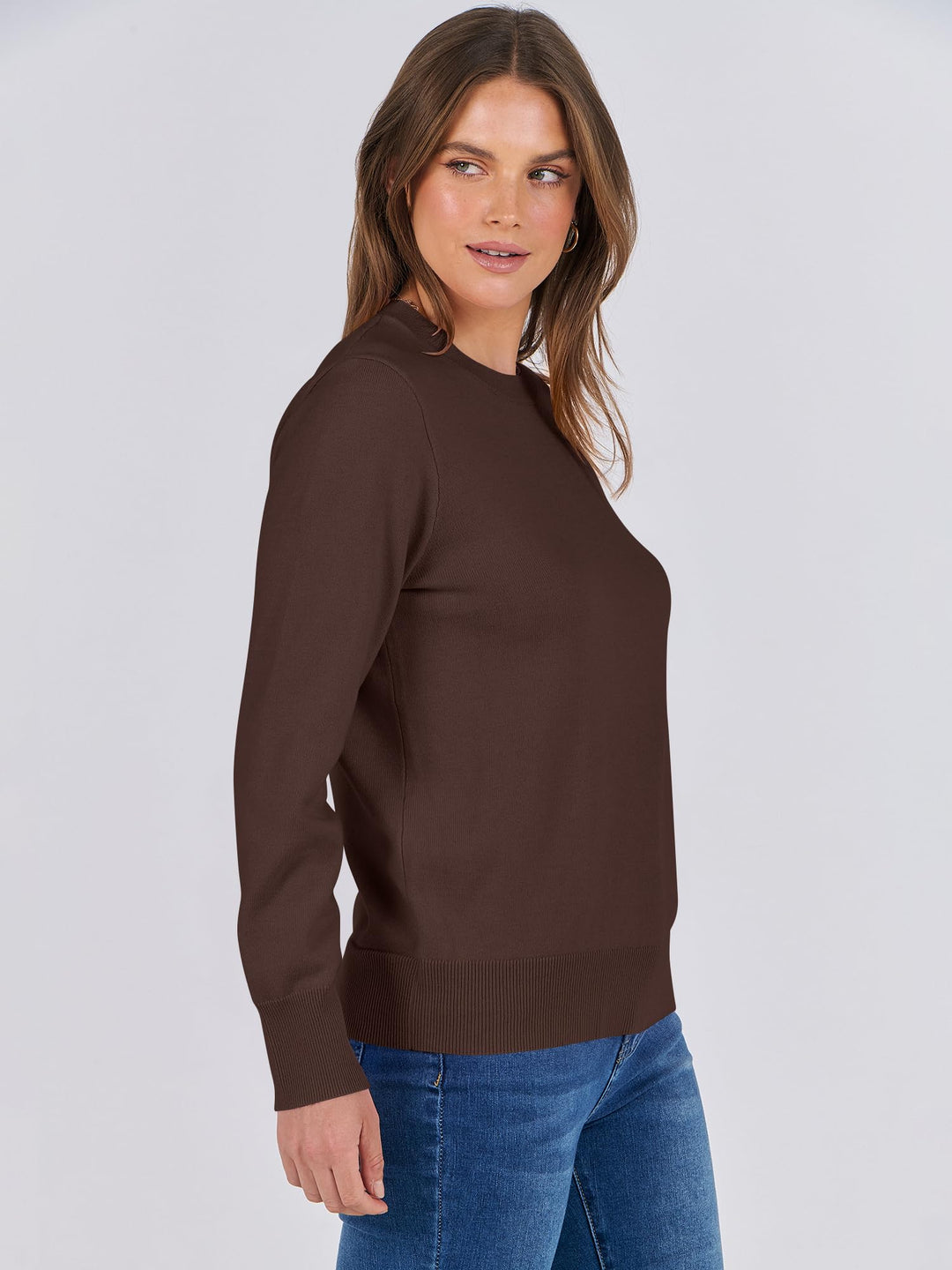 ANRABESS Sweaters for Women Long Sleeve Lightweight Crewneck Soft Basic Knit Loose Fit Pullover Top 2025 Fall Trendy Outfits