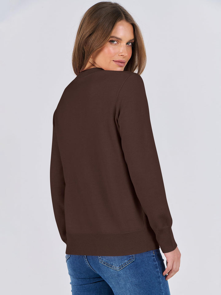 ANRABESS Sweaters for Women Long Sleeve Lightweight Crewneck Soft Basic Knit Loose Fit Pullover Top 2025 Fall Trendy Outfits