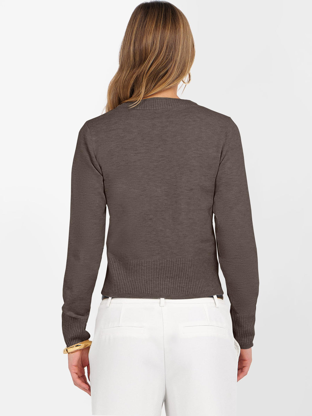 ANRABESS Women’s Long Sleeve Sweaters Cropped Crew Neck Business Casual Light Weight Sweater Tops Fall Fashion Clothes 2025