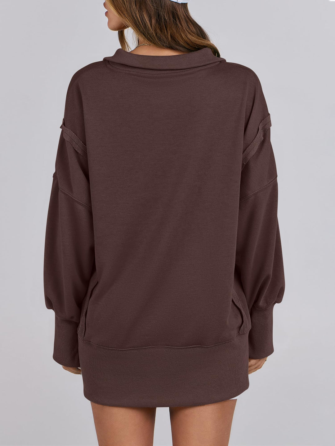 ANRABESS Women's Sweatshirts Oversized Casual Loose Button Up Henley Pullover Top High Low Split 2025 Fall Fashion Outfits