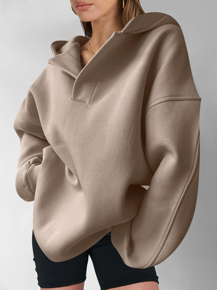 ANRABESS Womens Oversized Hoodies V Neck Sweatshirts Fleece Long Sleeve Pullover Y2K Clothes 2025 Fall Trendy Outfits