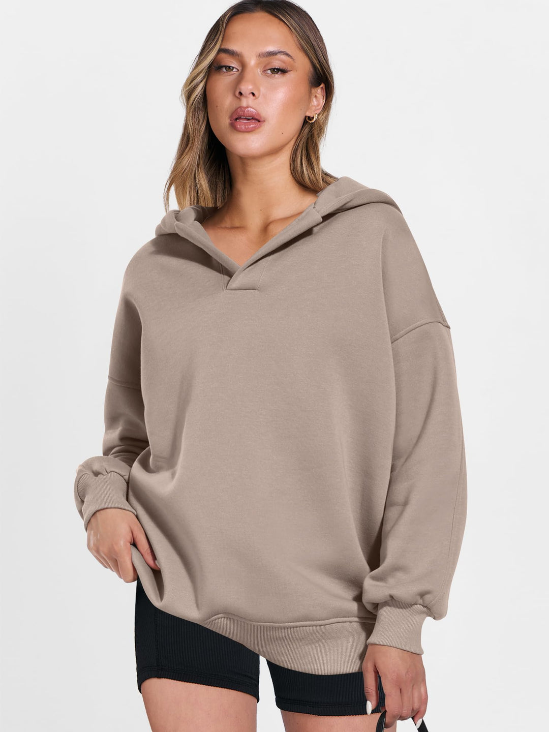 ANRABESS Womens Oversized Hoodies V Neck Sweatshirts Fleece Long Sleeve Pullover Y2K Clothes 2025 Fall Trendy Outfits