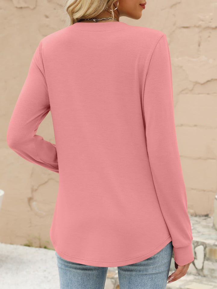 ANRABESS Women's Long Sleeve Shirts 2025 Fall Henley Business Casual Tops Cute T-Shirts Work Blouses Outfits Vacation Clothes