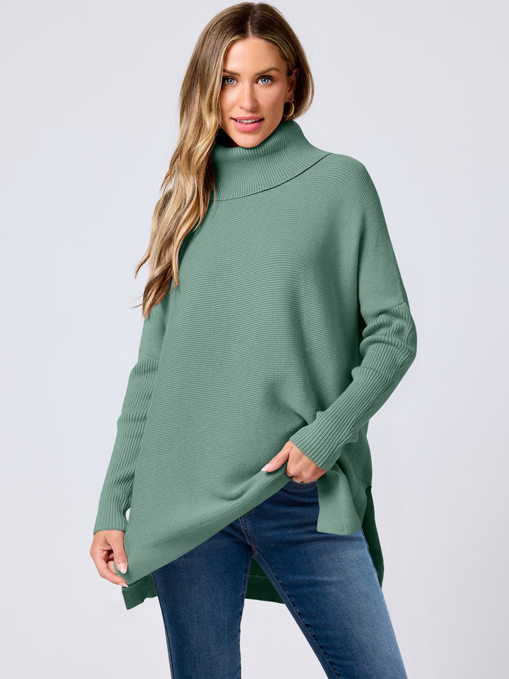 ANRABESS Batwing Sleeve Turtleneck Loose Tunic Pullover