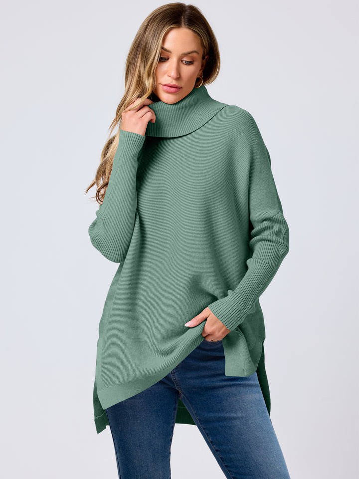 ANRABESS Batwing Sleeve Turtleneck Loose Tunic Pullover