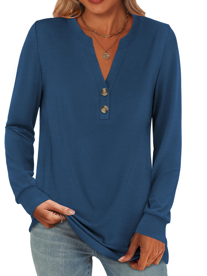 ANRABESS Women's Long Sleeve Shirts 2025 Fall Henley Business Casual Tops Cute T-Shirts Work Blouses Outfits Vacation Clothes