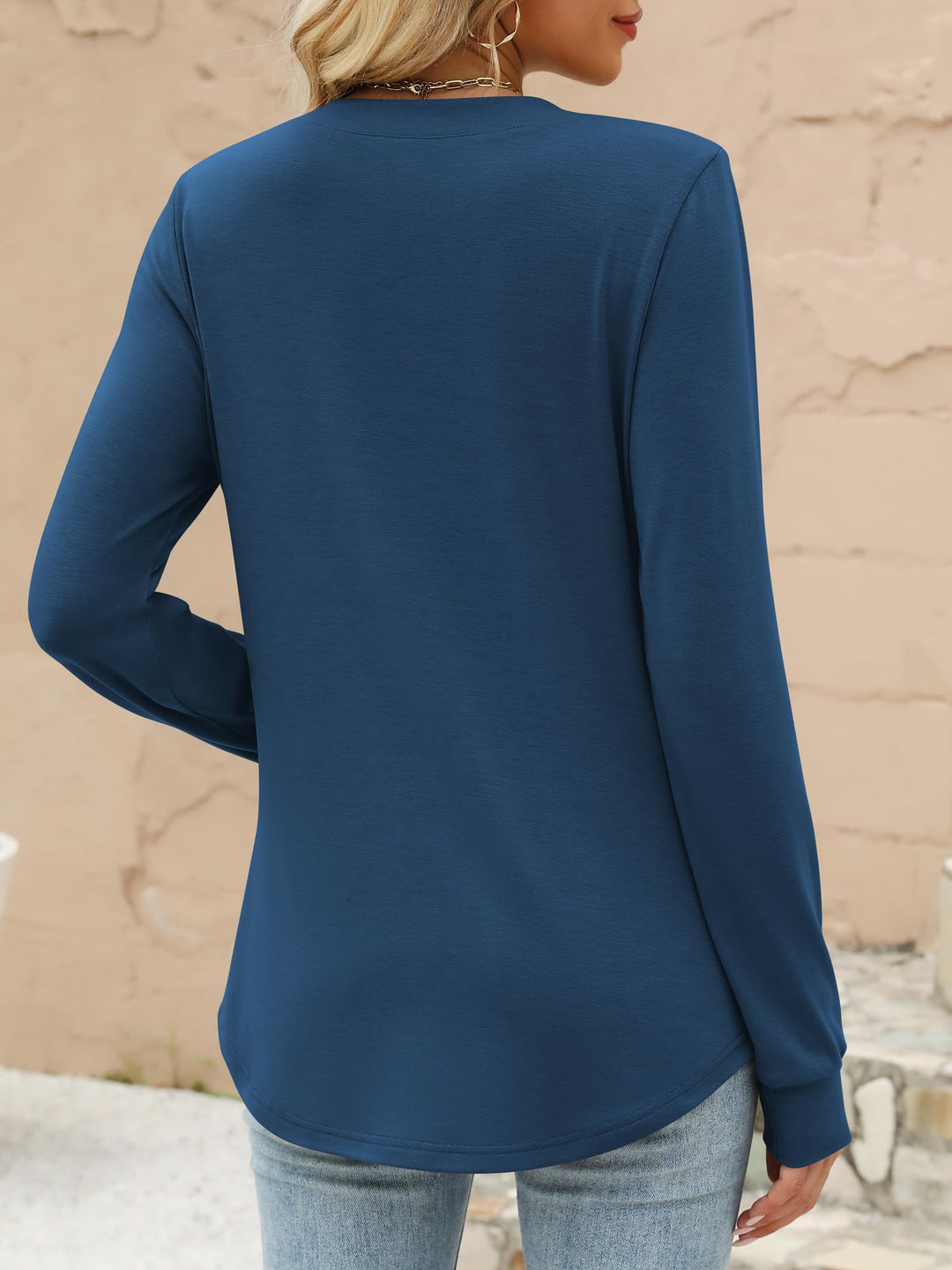ANRABESS Women's Long Sleeve Shirts 2025 Fall Henley Business Casual Tops Cute T-Shirts Work Blouses Outfits Vacation Clothes