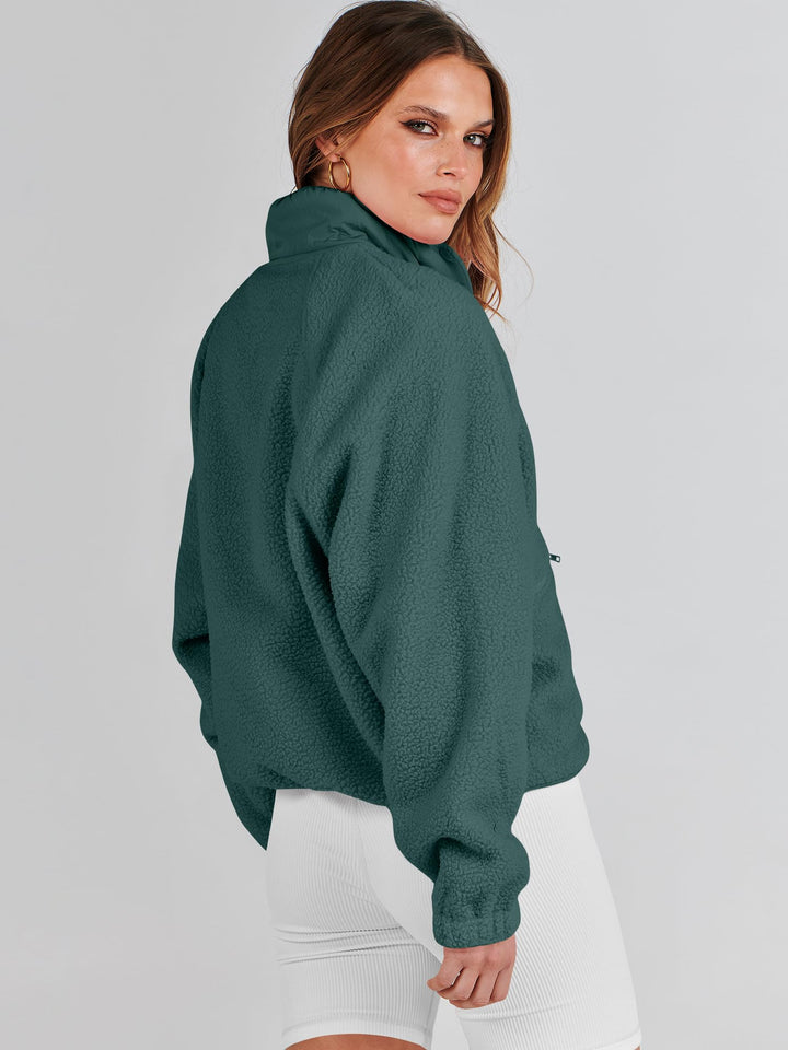 ANRABESS Womens Fuzzy Fleece Jacket Fall Casual Long Sleeve Cropped Sherpa Button Down Shacket Coats Outwear With Pockets