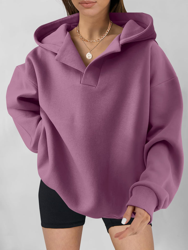 ANRABESS Womens Oversized Hoodies V Neck Sweatshirts Fleece Long Sleeve Pullover Y2K Clothes 2025 Fall Trendy Outfits