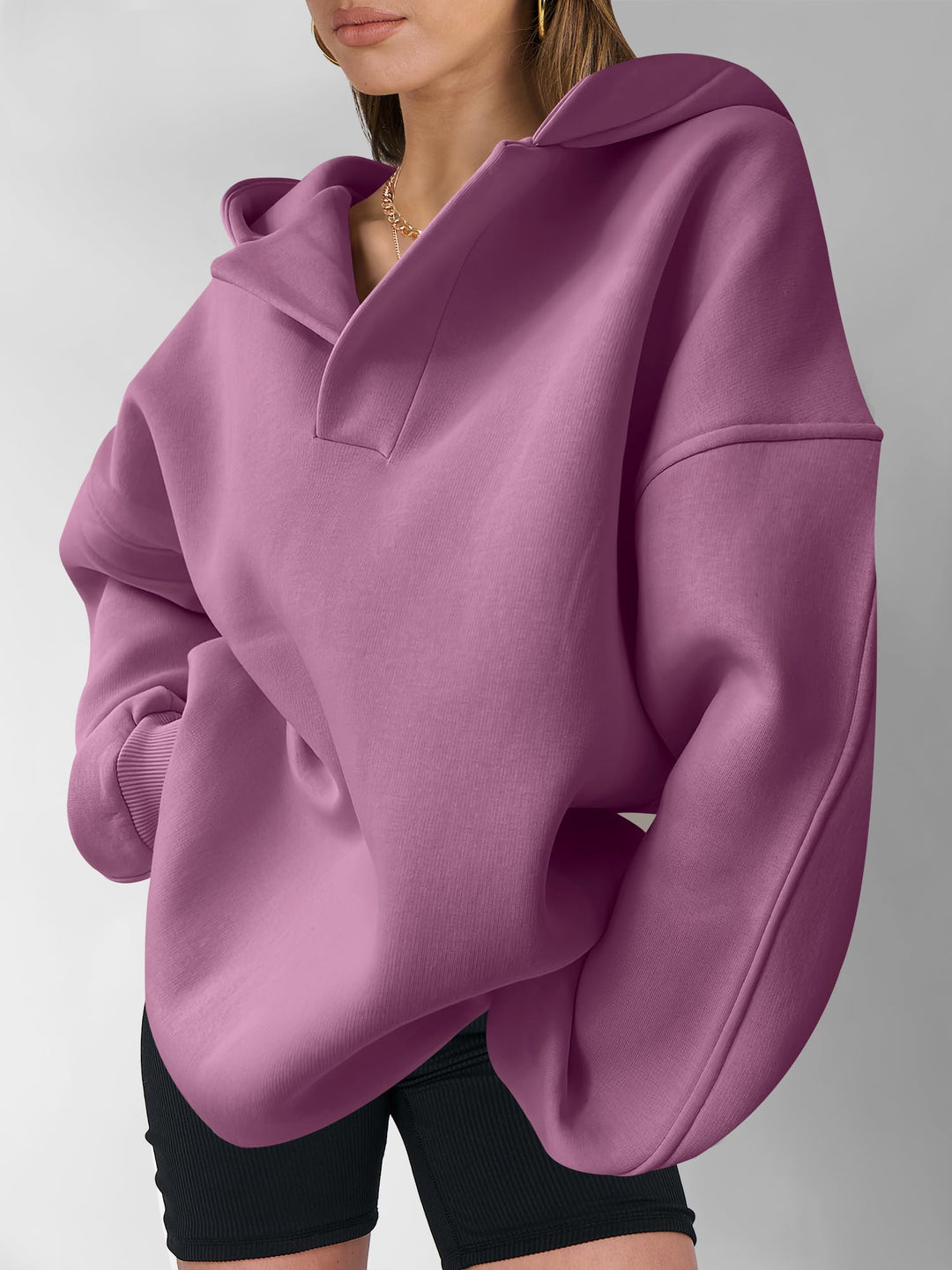 ANRABESS Womens Oversized Hoodies V Neck Sweatshirts Fleece Long Sleeve Pullover Y2K Clothes 2025 Fall Trendy Outfits