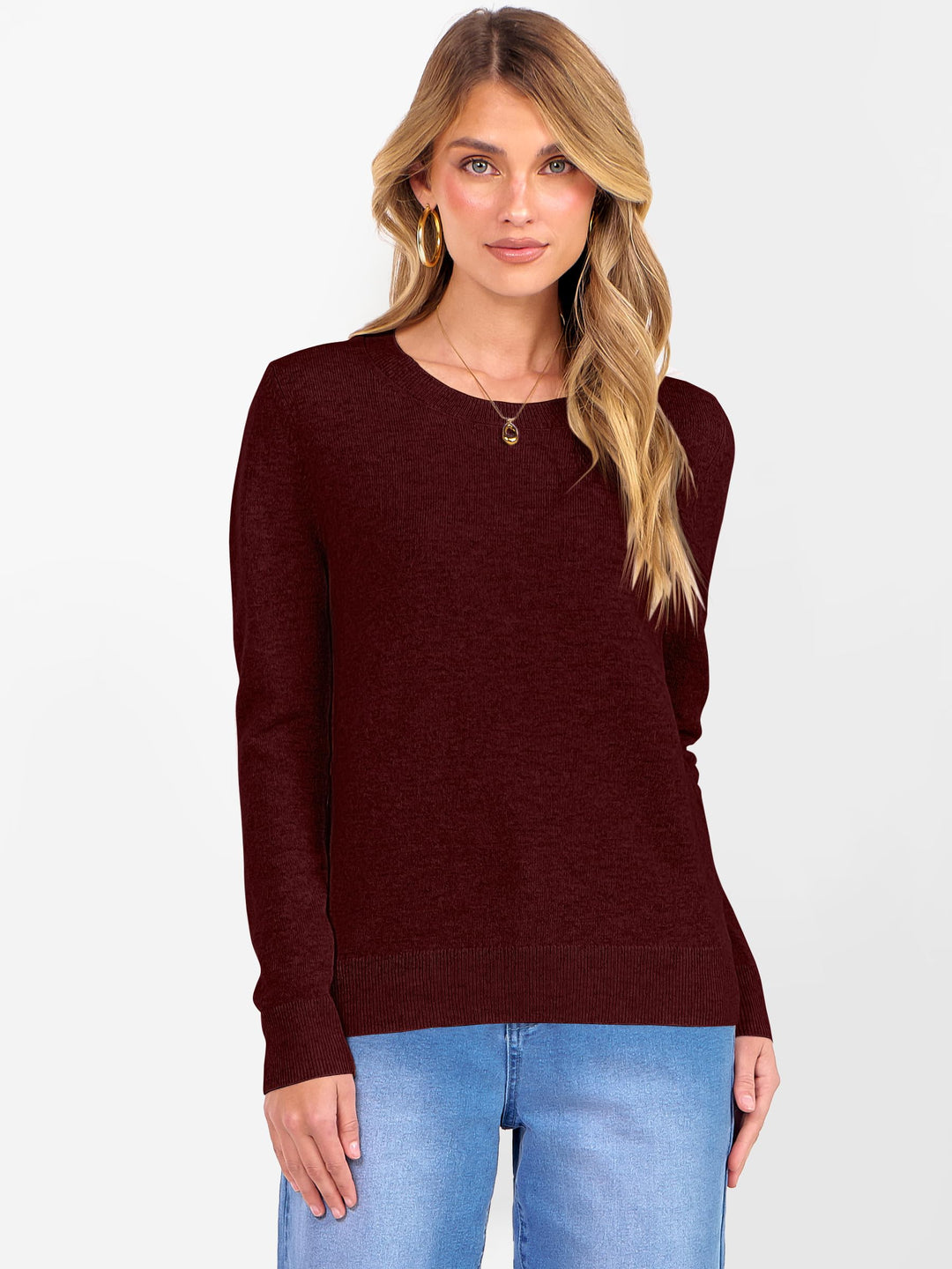 ANRABESS Womens 100% Wool Sweaters Crewneck Long Sleeve Work Business Casual Basic Sweater Tops 2025 Fall Outfits